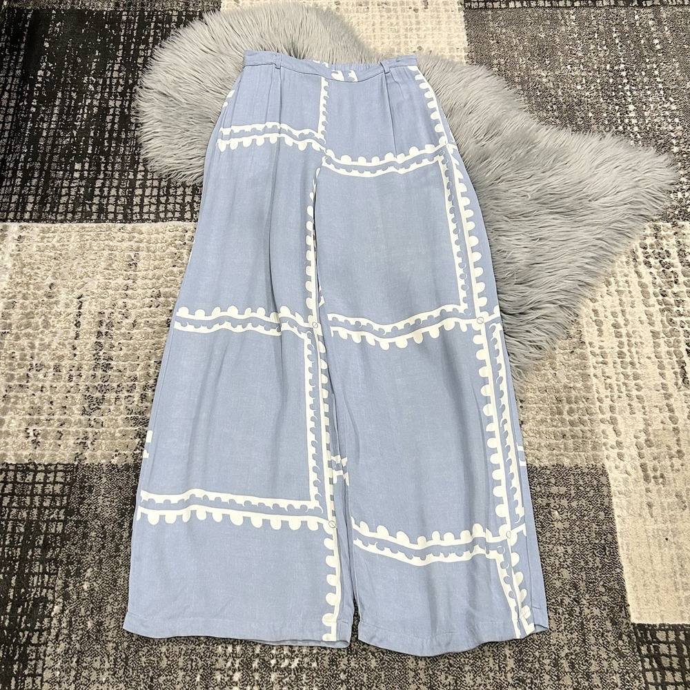 Mon Renn Women's Blue Serape Wide Leg Pant Size Medium ($189) **READ‎ - Picture 2 of 9